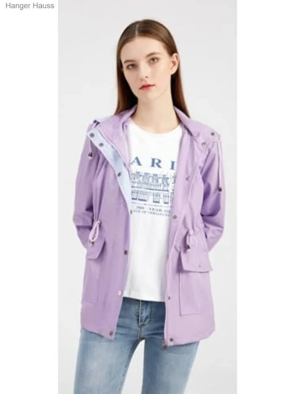 Waterproof Hooded Rain Jacket Windbreaker Lightweight Lined Women's Coat